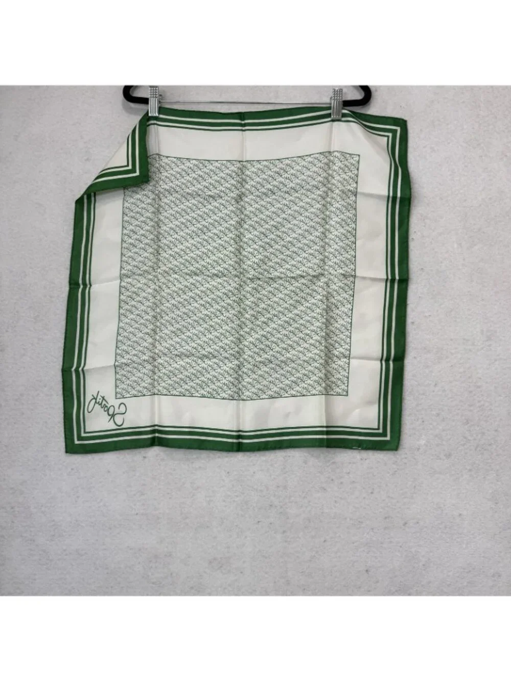 Sportif Scarf Womens OneSize Green Satin Avon Logo Square Neck Wrap Bandana
